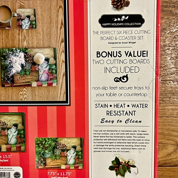 Happy Holiday Collection • Susan Winget • Snowman •6 Piece Cutting Board/Coaster - Picture 11 of 16